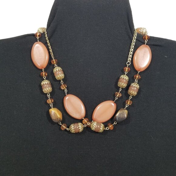 Crystal & Stone Necklaces Ropes or Chokers in Browns, Orange, and Blue - Picture 5 of 16